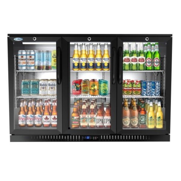 Koolmore 3 Door Back Bar Cooler Counter Height Glass Door Refrigerator with LED Lighting - 11 cu.ft, Black BC-3DSW-BK